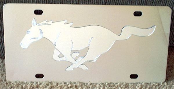 Mustang running horse Mirrored s/s plate